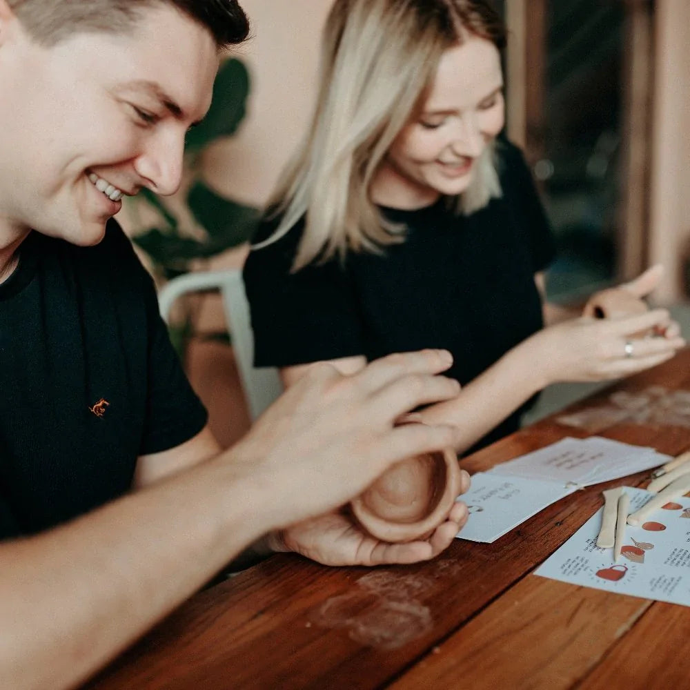 Couples date night using the Crockd Pottery Kit