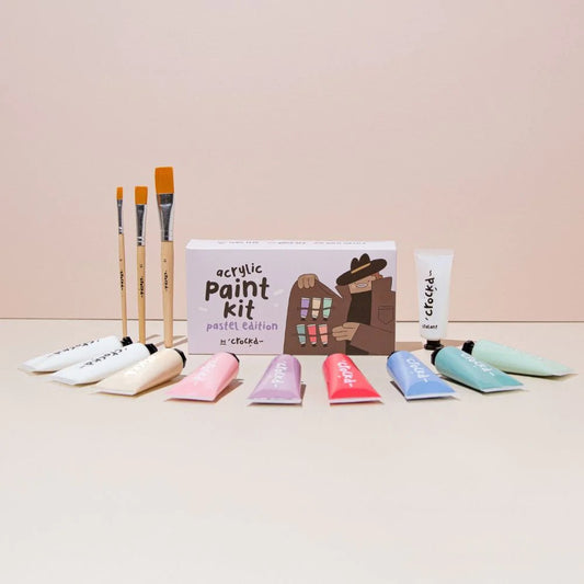 Pastel Paints Set, Sealant & Brushes (12 Pack) - Crockd